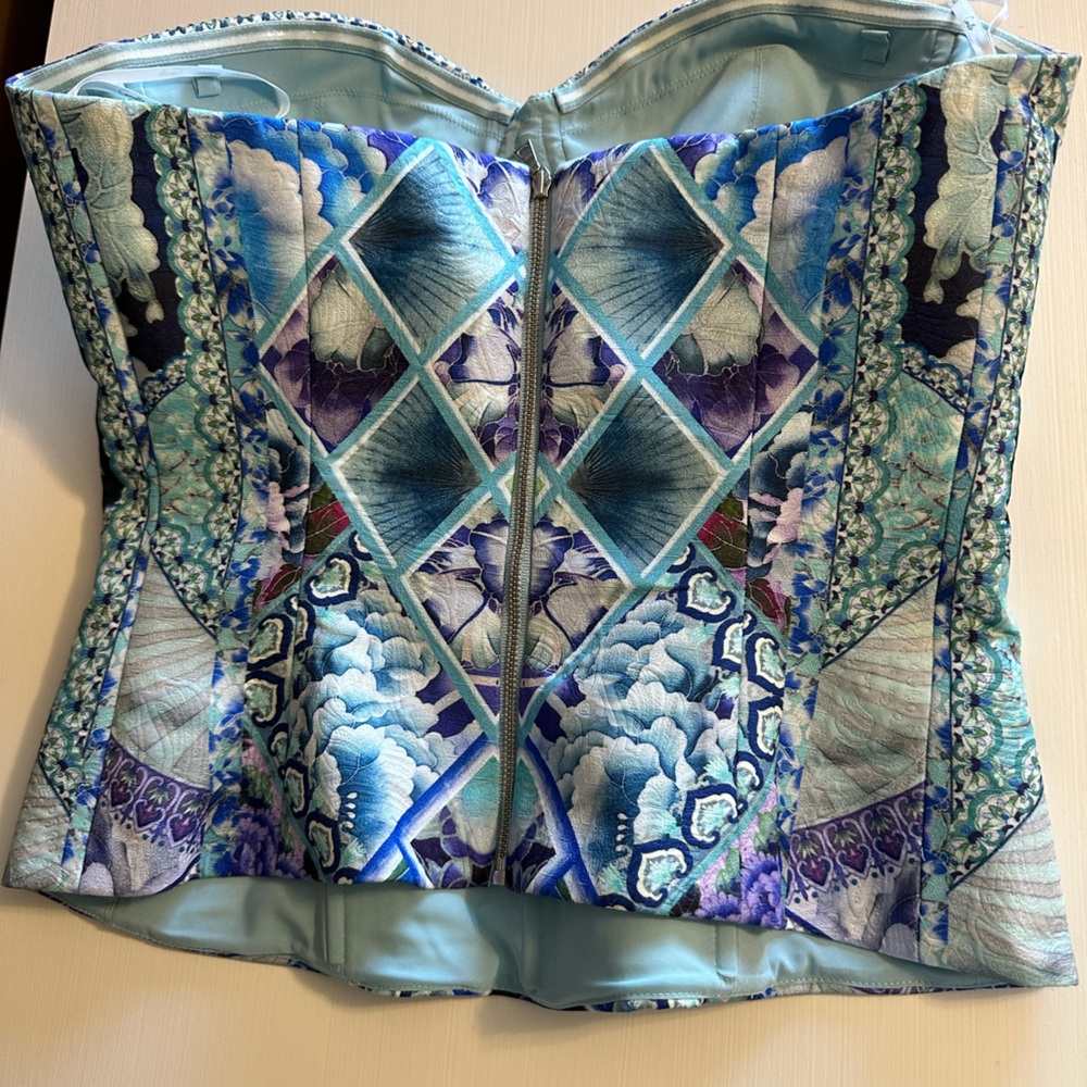 Camilla Blue & Purple Strapless Bohemian Maxi Top - Picture 5 of 14